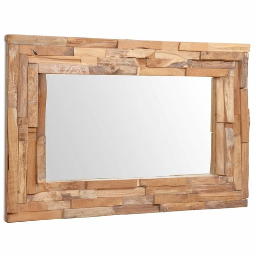 Rustic Teak Wood Rectangular Mirror – 35.4" x 23.6"