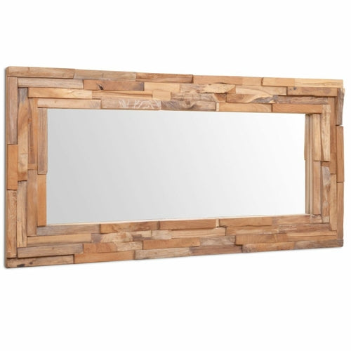 Rustic Teak Wood Rectangular Mirror – 35.4" x 23.6"