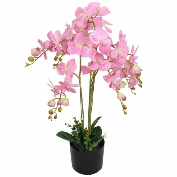 Lifelike Artificial Orchid Plant with Pot – 11.8" Pink