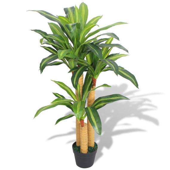 Lifelike Artificial Dracaena Plant with Pot – 35.4" Tall Green Indoor Decor