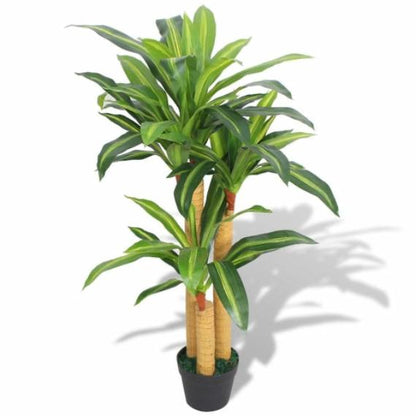 Lifelike Artificial Dracaena Plant with Pot – 35.4" Tall Green Indoor Decor