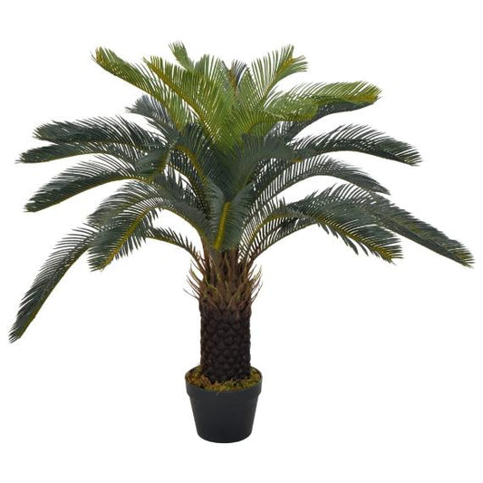 Lifelike Artificial Cycas Palm Plant with Pot – 35.4" Tall