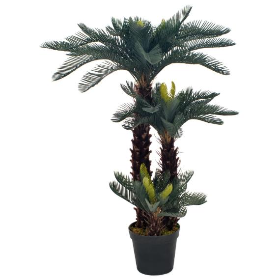 Lifelike Artificial Cycas Palm Plant with Pot – 35.4" Tall