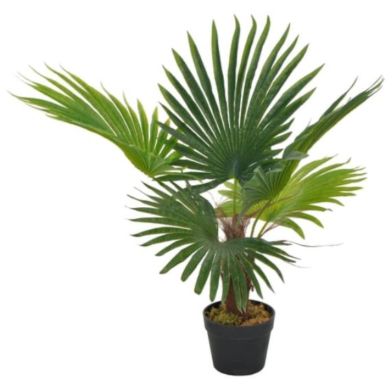 Lifelike Artificial Palm Plant with Pot – 27.6" Tall