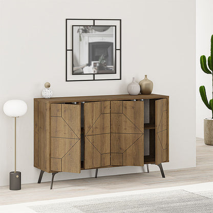 Light Brown – Modern Melamine Sideboard with Double-Leaf Cabinets