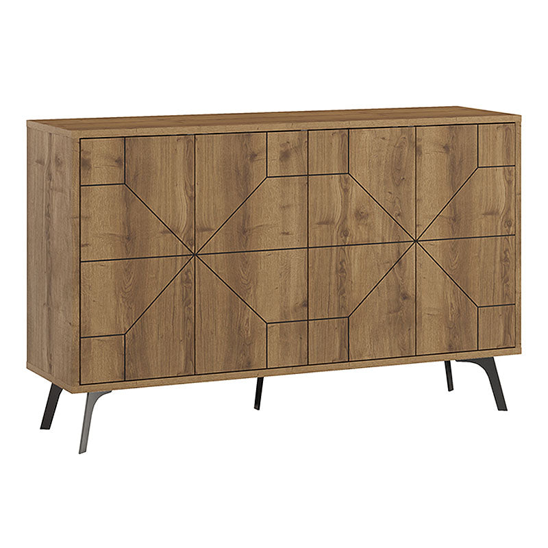 Light Brown – Modern Melamine Sideboard with Double-Leaf Cabinets