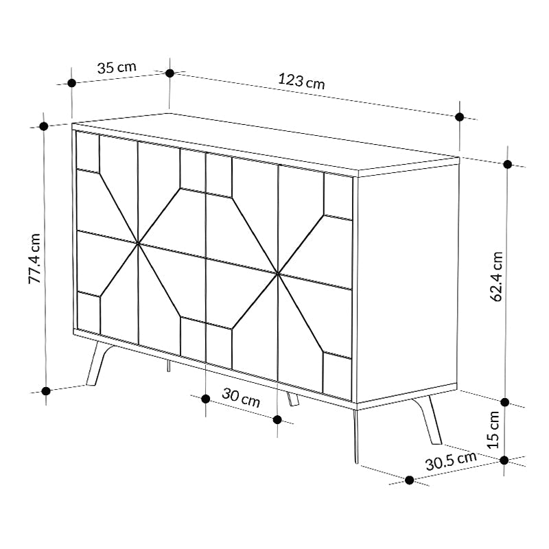 Light Brown – Modern Melamine Sideboard with Double-Leaf Cabinets