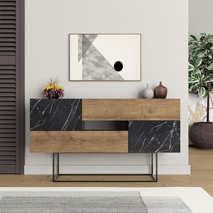 Cabinet | Light Brown & Black Marble Effect