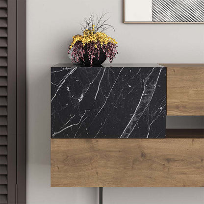 Cabinet | Light Brown & Black Marble Effect