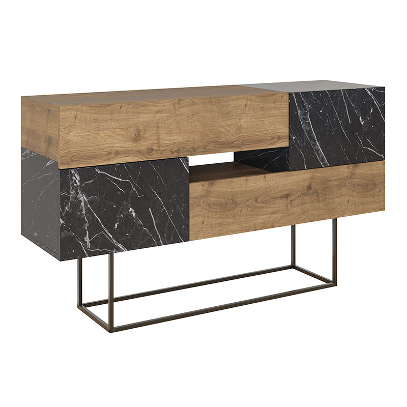 Cabinet | Light Brown & Black Marble Effect