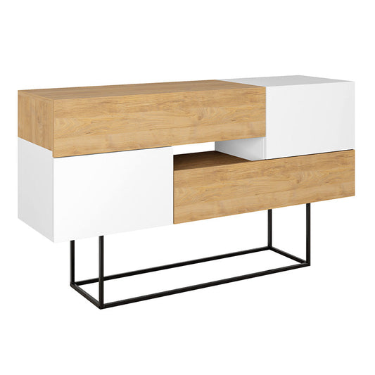 Oak-White Melamine | 2 Cabinets & 2 Drawers