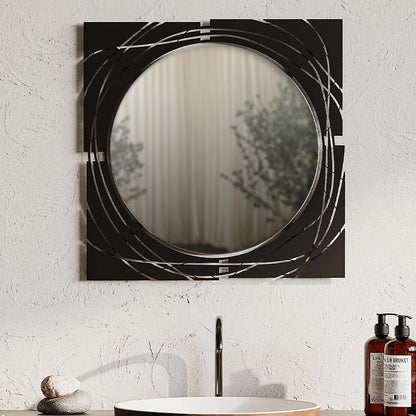 Elegant Square Wall Mirror with Black Metal Frame