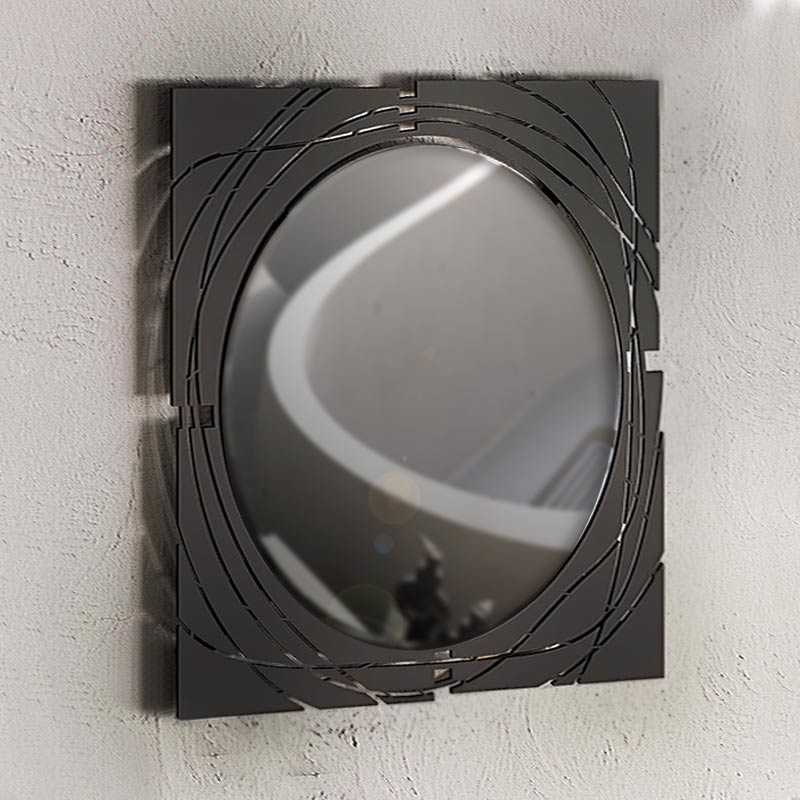 Elegant Square Wall Mirror with Black Metal Frame