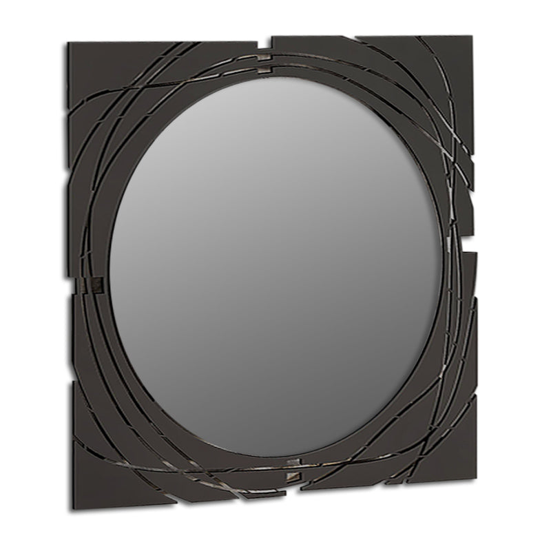 Elegant Square Wall Mirror with Black Metal Frame