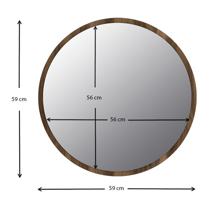 Elegant Walnut-Colored Mirror – 59x59cm