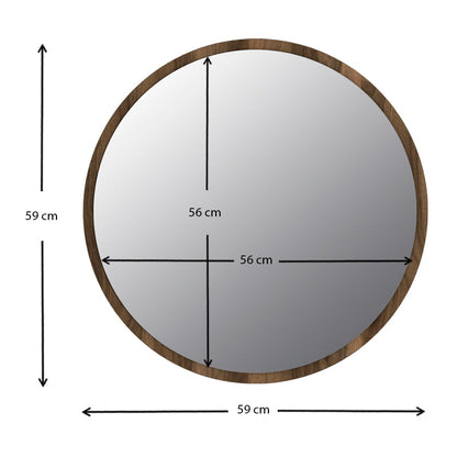 Elegant Walnut-Colored Mirror – 59x59cm