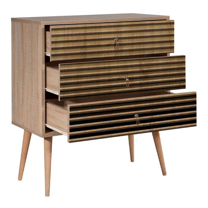 Chest of Drawers - Sonoma Melamine with Natural Wood Legs