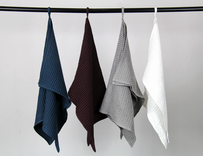 Asphalt Grey Linen Waffle Towel