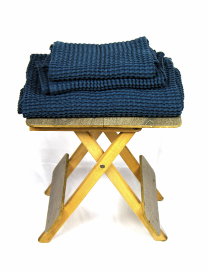 Navy Blue Linen Waffle Towel | Luxurious & Soft Bathing Experience