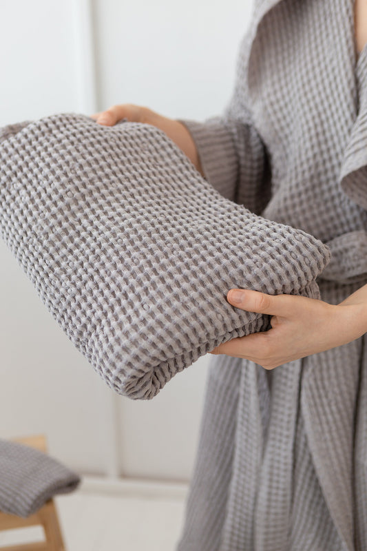 Light Grey Linen Waffle Towel - Luxurious Softness & Superior Absorbency