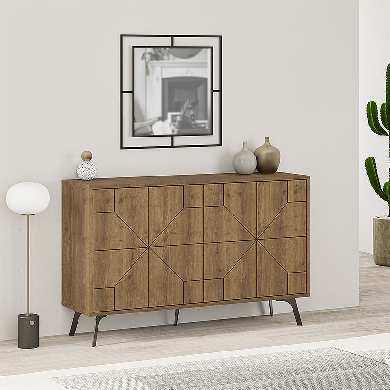 Light Brown – Modern Melamine Sideboard with Double-Leaf Cabinets