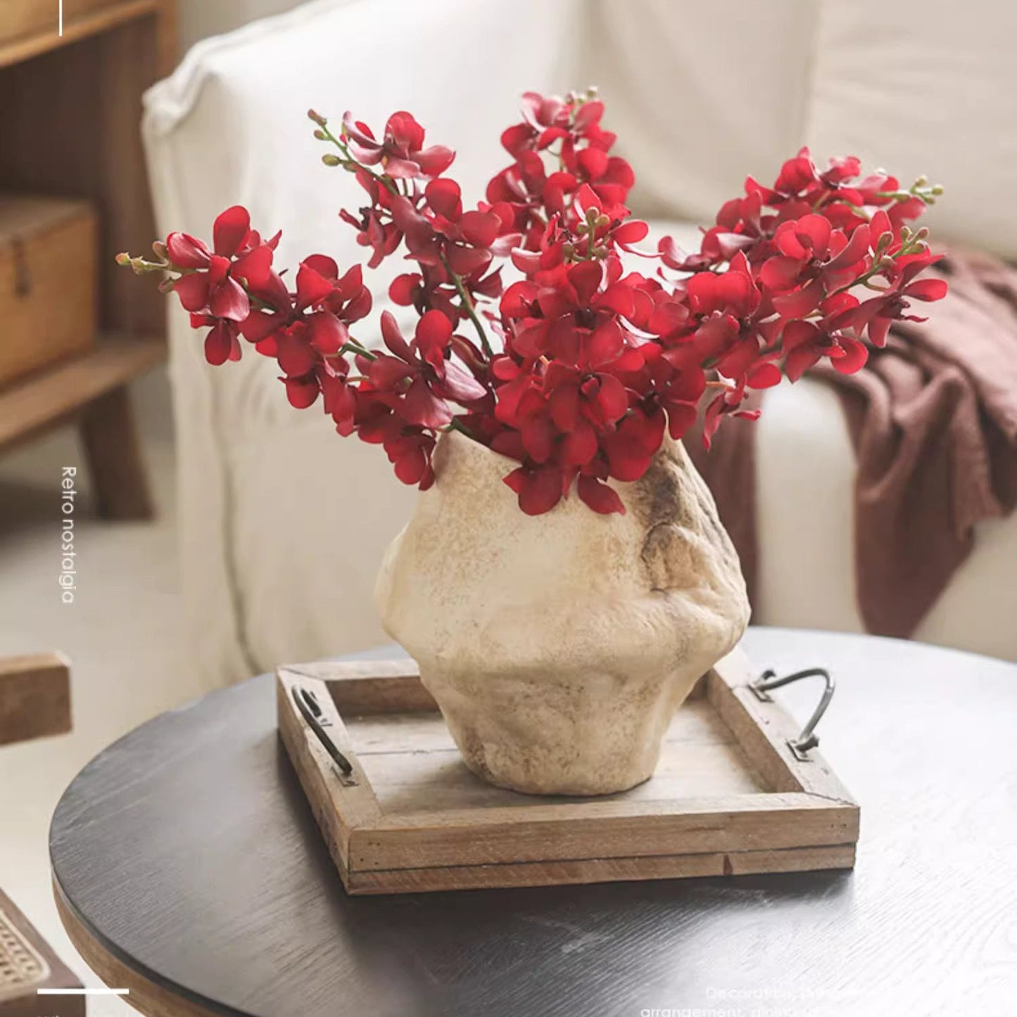 Single Vanda Orchid Stem – Handmade Silk Flower (24.4" Tall)