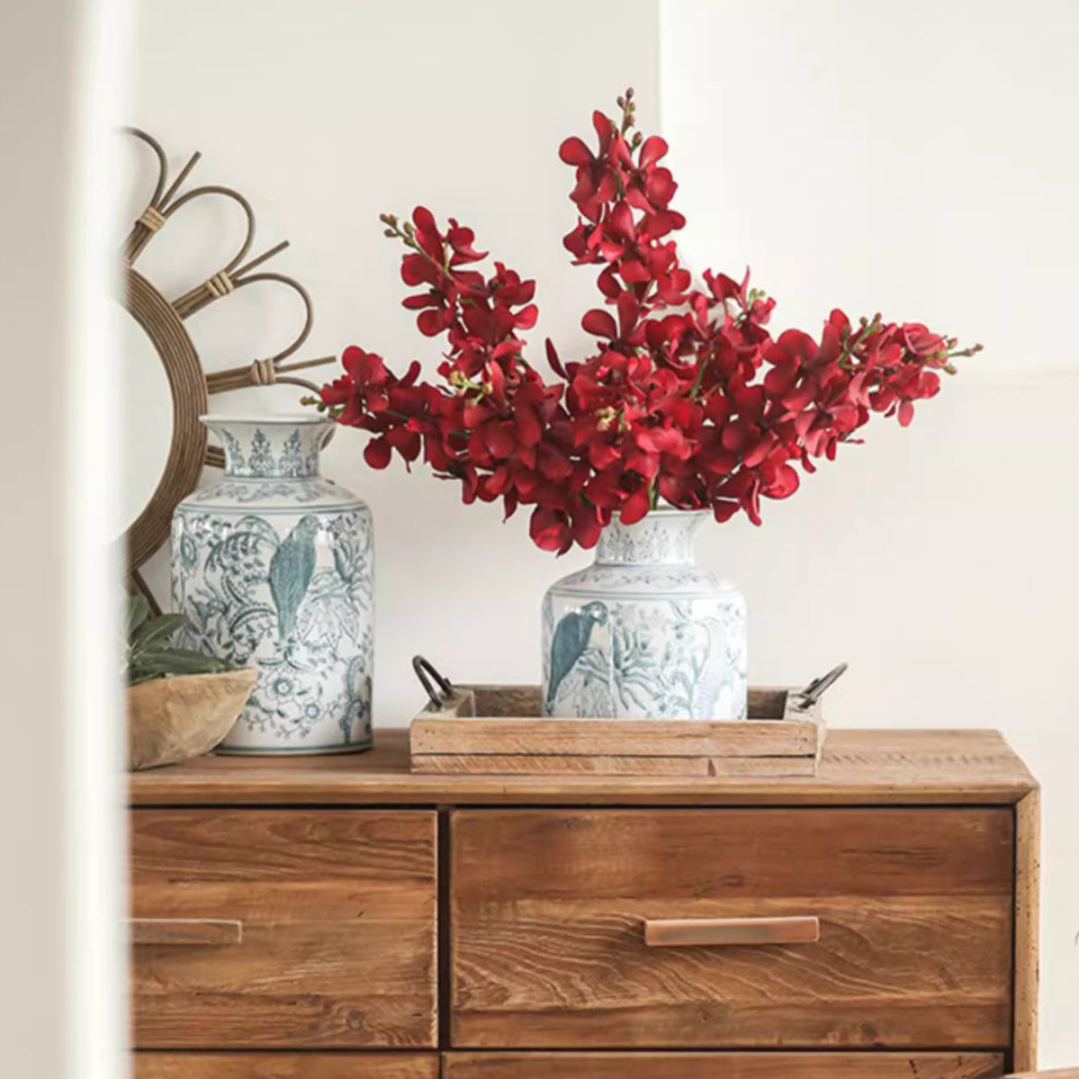 Single Vanda Orchid Stem – Handmade Silk Flower (24.4" Tall)