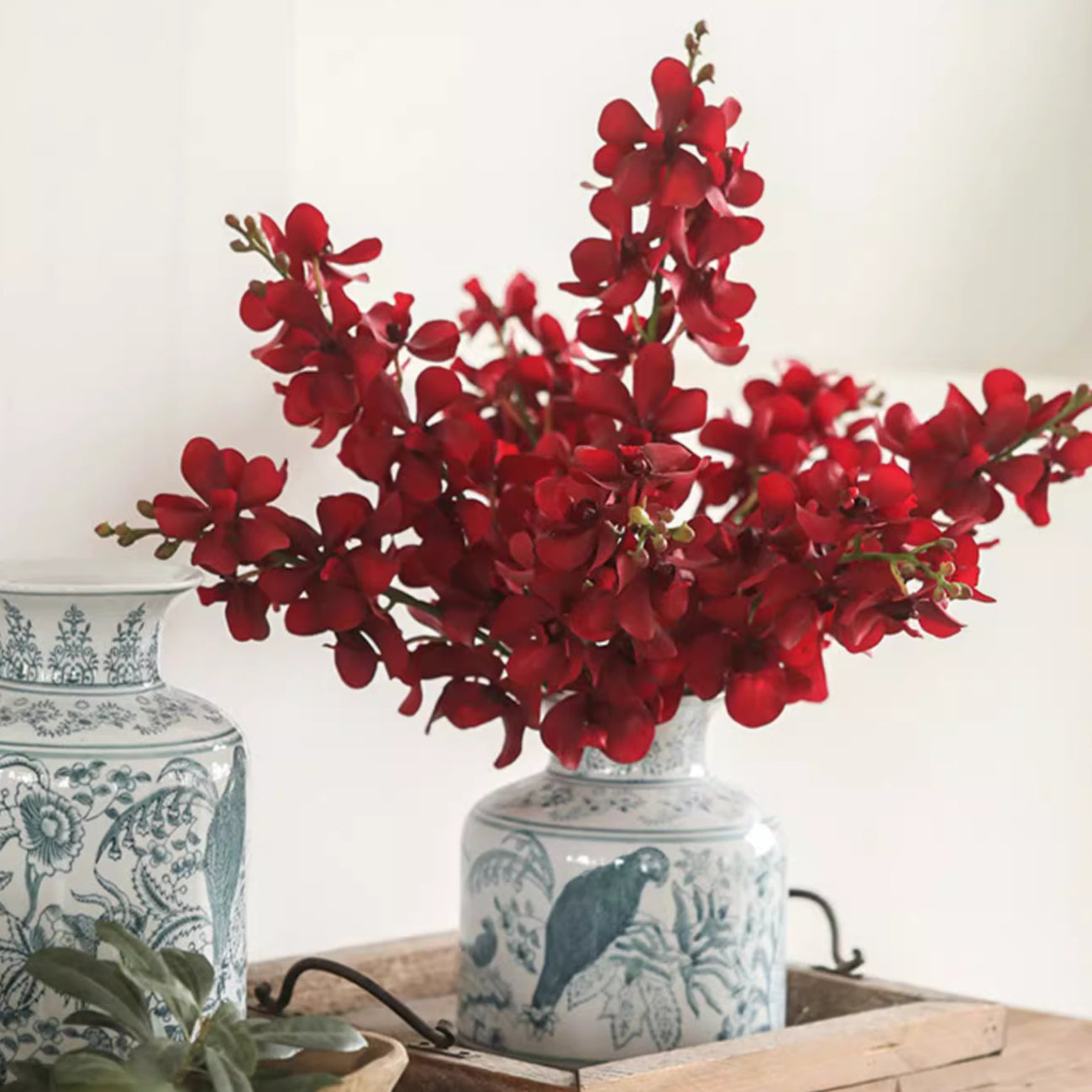 Single Vanda Orchid Stem – Handmade Silk Flower (24.4" Tall)