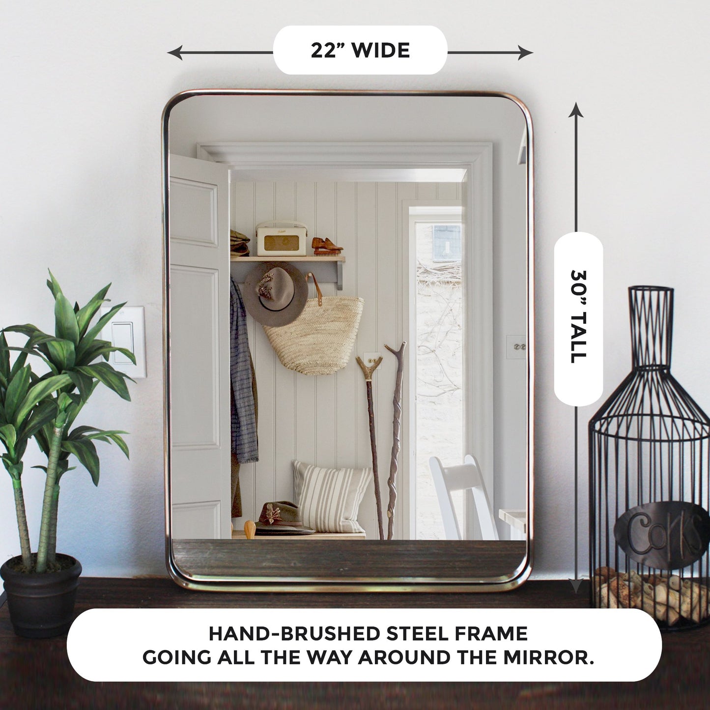 Gold Trimmed Rectangular Mirror: Elegant Bathroom Vanity Accent