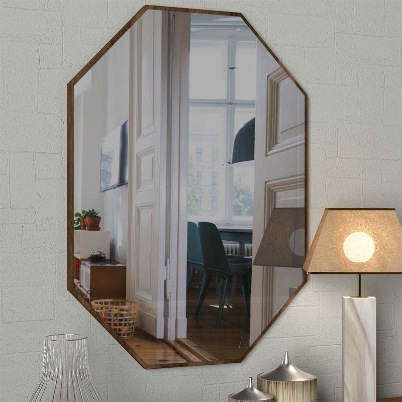 Wall Mirror in Walnut – Modern Melamine Frame 45x70 cm