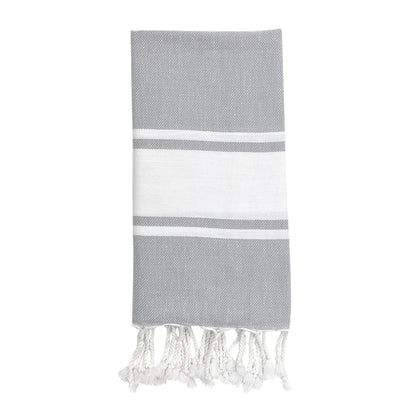 Essential Stripe Turkish Hand Towel - 100% Turkish Cotton, Highly Absorbent, Quick Drying with Hand-Knotted Fringe